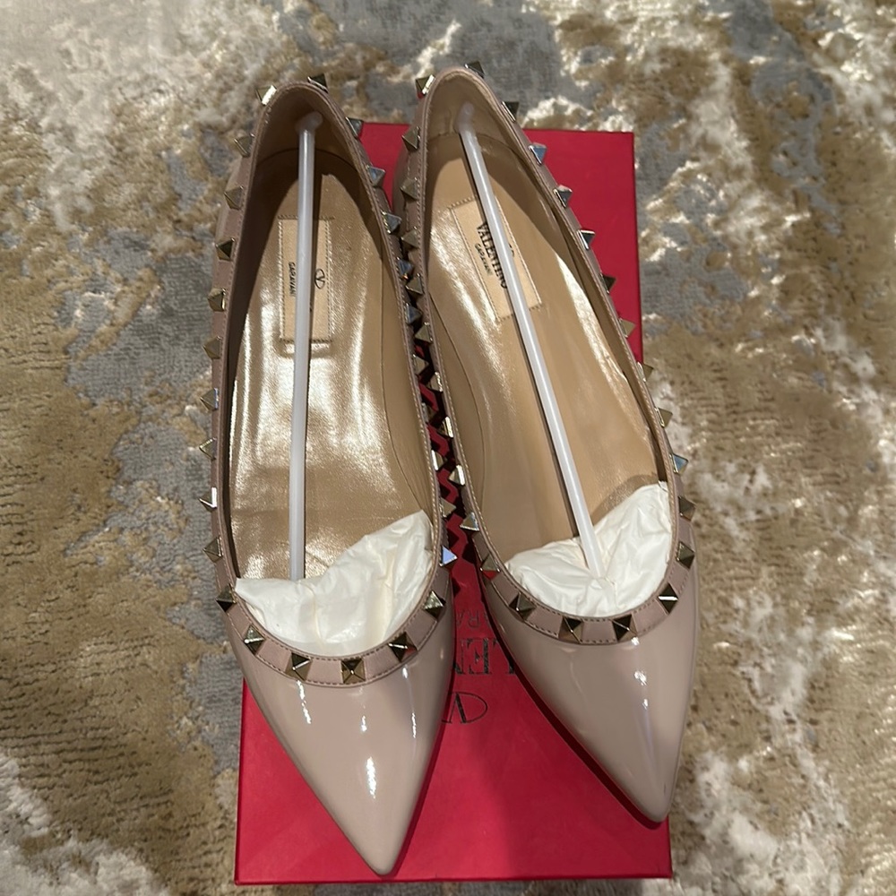 Valentino Rockstud Patent Nude Flats